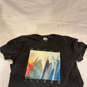 Quiksilver Kids Surfboard Graphic Tee - Charcoal